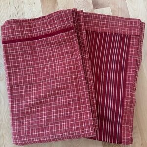Red Plaid And Striped Curtain Set